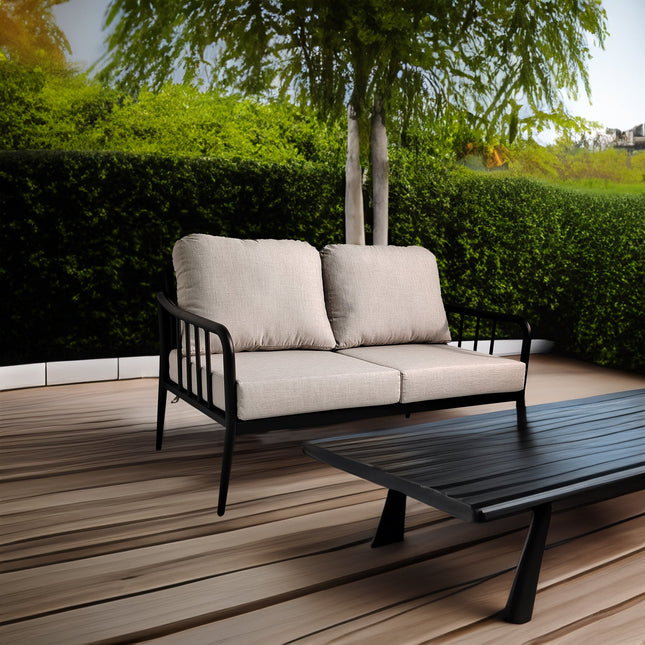 2PC Outdoor Aluminum Patio Furniture Modern Loveseat Sofa Conversation/Chat Set - Patio Furniture | Patioza