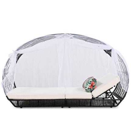 90.55" Outdoor Patio Daybed with Curtain, Sunbed with Cushion and - Furniture | Patioza