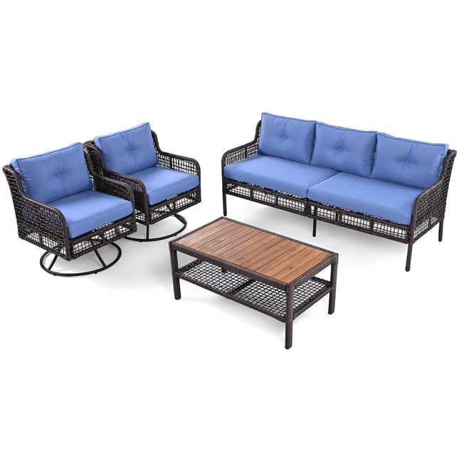 GO 4 Pieces Patio Furniture Set with Swivel Chairs Outdoor Wicker Sofas - Patio Furniture | Patioza