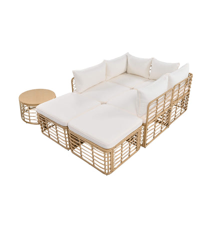 Alora 7-Piece Outdoor All-Weather Rattan Patio Sofa Set With Cushions (SAK47230) - Outdoor Furniture Sets | Patioza
