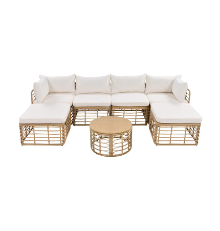 Alora 7-Piece Outdoor All-Weather Rattan Patio Sofa Set With Cushions (SAK47230) - Outdoor Furniture Sets | Patioza