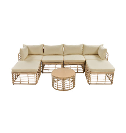 Alora 7-Piece Outdoor All-Weather Rattan Patio Sofa Set With Cushions (SAK47230) - Outdoor Furniture Sets | Patioza