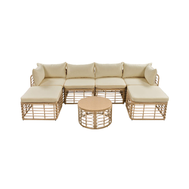 Alora 7-Piece Outdoor All-Weather Rattan Patio Sofa Set With Cushions (SAK47230) - Outdoor Furniture Sets | Patioza