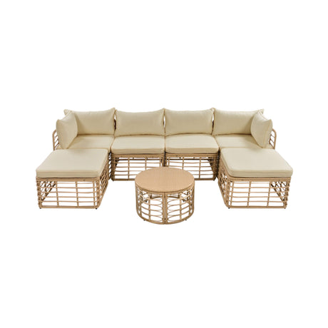 Alora 7-Piece Outdoor All-Weather Rattan Patio Sofa Set With Cushions (SAK47230) - Outdoor Furniture Sets | Patioza