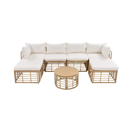 Alora 7-Piece Outdoor All-Weather Rattan Patio Sofa Set With Cushions (SAK47230) - Outdoor Furniture Sets | Patioza