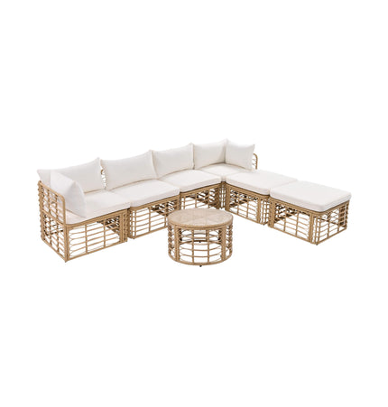 Alora 7-Piece Outdoor All-Weather Rattan Patio Sofa Set With Cushions (SAK47230) - Outdoor Furniture Sets | Patioza