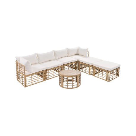 Alora 7-Piece Outdoor All-Weather Rattan Patio Sofa Set With Cushions (SAK47230) - Outdoor Furniture Sets | Patioza
