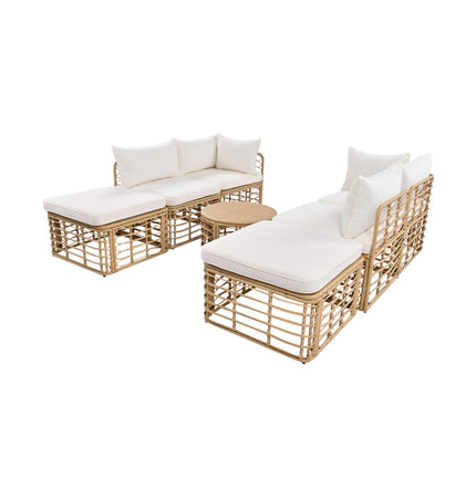Alora 7-Piece Outdoor All-Weather Rattan Patio Sofa Set With Cushions (SAK47230) - Outdoor Furniture Sets | Patioza