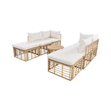 Alora 7-Piece Outdoor All-Weather Rattan Patio Sofa Set With Cushions (SAK47230) - Outdoor Furniture Sets | Patioza