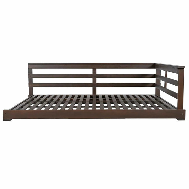 Acacia Wood Porch Swing Bed for Outdoor with Hemp Ropes - Full Size - Garden | Patioza