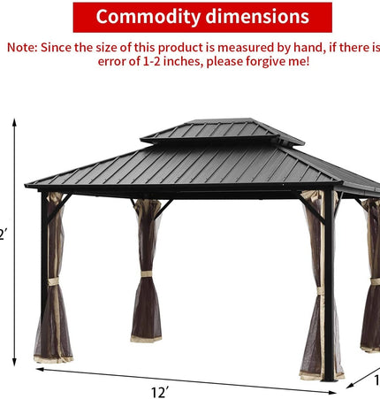 Ainfox 12 Ft. W x 10 Ft. D Aluminum Patio Gazebo - Gazebos | Patioza