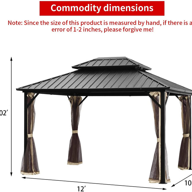 Ainfox 12 Ft. W x 10 Ft. D Aluminum Patio Gazebo - Gazebos | Patioza