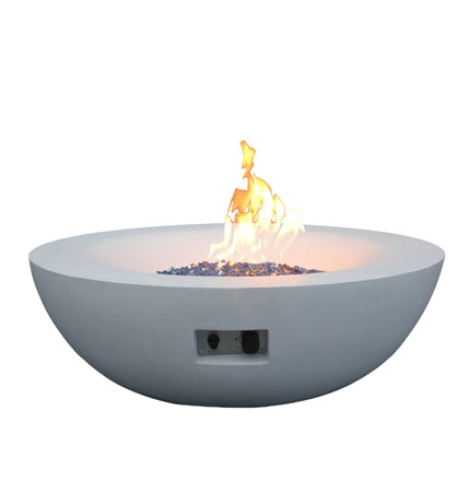 42 Inch Outdoor Concrete Propane gas Fire Pit bowl in Antique white color - Fire Pits | Patioza