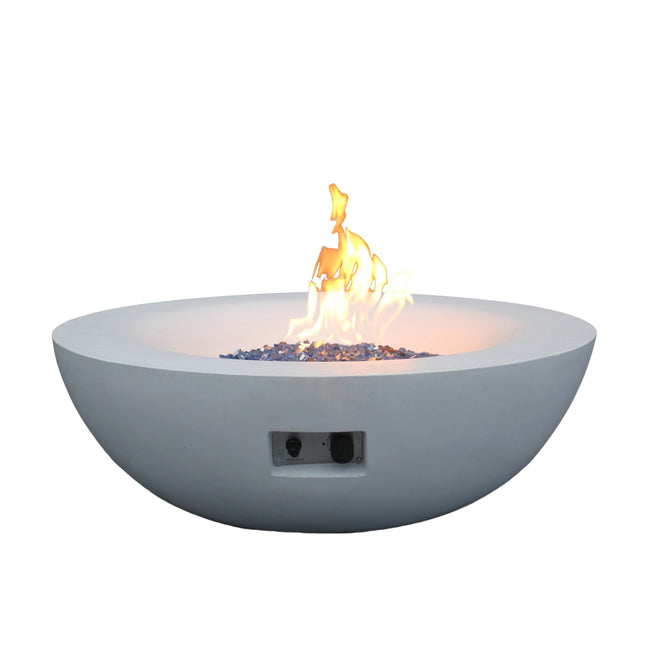 42 Inch Outdoor Concrete Propane gas Fire Pit bowl in Antique white color - Fire Pits | Patioza
