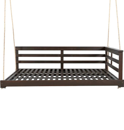Acacia Wood Porch Swing Bed for Outdoor with Hemp Ropes - Full Size - Garden | Patioza