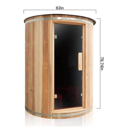 Thermora Barcelona Premium 78 - Inch 4 - Person Cedar Wood Outdoor Vertical Barrel Sauna With 6KW Heater, LED Lights And Stones (SAK74813) - Outdoor Saunas | Patioza
