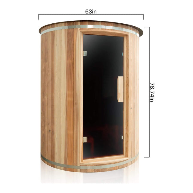 Thermora Barcelona Premium 78 - Inch 4 - Person Cedar Wood Outdoor Vertical Barrel Sauna With 6KW Heater, LED Lights And Stones (SAK74813) - Outdoor Saunas | Patioza