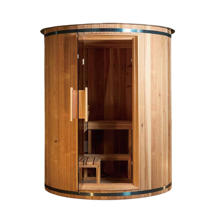 Thermora Barcelona Premium 78 - Inch 4 - Person Cedar Wood Outdoor Vertical Barrel Sauna With 6KW Heater, LED Lights And Stones (SAK74813) - Outdoor Saunas | Patioza