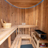 Thermora Barcelona Premium 78 - Inch 4 - Person Cedar Wood Outdoor Vertical Barrel Sauna With 6KW Heater, LED Lights And Stones (SAK74813) - Outdoor Saunas | Patioza