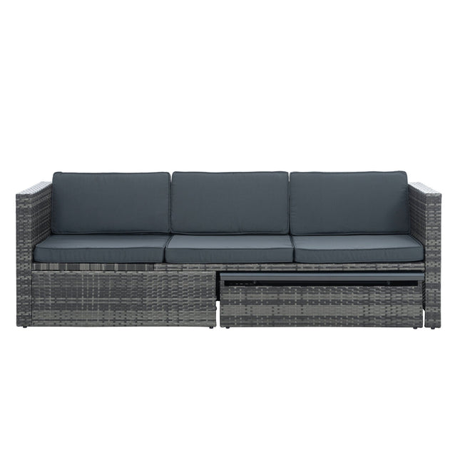 Patio Furniture, Outdoor Furniture, Seasonal PE Wicker Furniture,5 Set Wicker Furniture With Plywood Coffee Table - Patio Furniture | Patioza