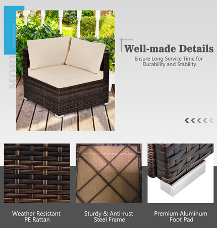 7 Pieces Patio Furniture Set with 35 Inches 50000 BTU Propane Gas Fire Pit Table and Waterproof Cover for Firpit - Beige - Fire Pits | Patioza