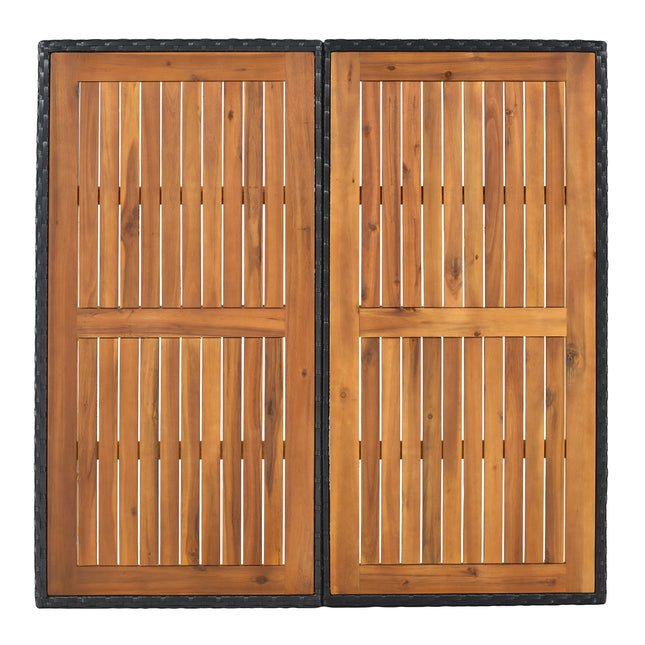 TOPMAX Patio All - Weather PE Wicker Dining Table Set with Wood Tabletop for 8, Black Rattan+Beige Cushion (9 - Piece) - Patio Furniture | Patioza