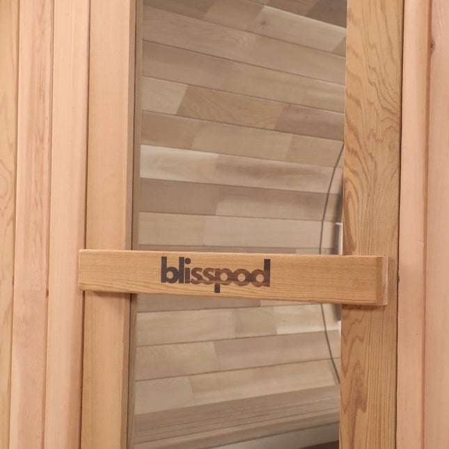Blisspod, Prague, Canadian Red Cedar Outdoor Steam Barell Sauna, 2 - 4 / 4 - 6 persons with Full Glass Back & 2 front Porch seats - Saunas | Patioza
