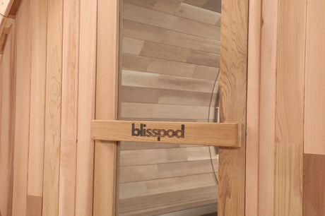 Blisspod, Prague, Canadian Red Cedar Outdoor Steam Barell Sauna, 2 - 4 / 4 - 6 persons with Full Glass Back & 2 front Porch seats - Saunas | Patioza