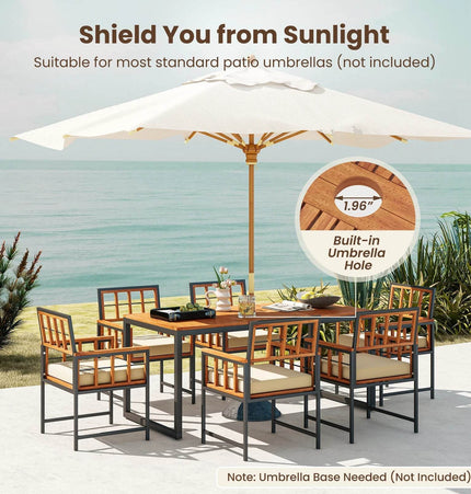 7 Piece Outdoor Patio Dining Set with Acacia Wood Table - Patio Furniture | Patioza