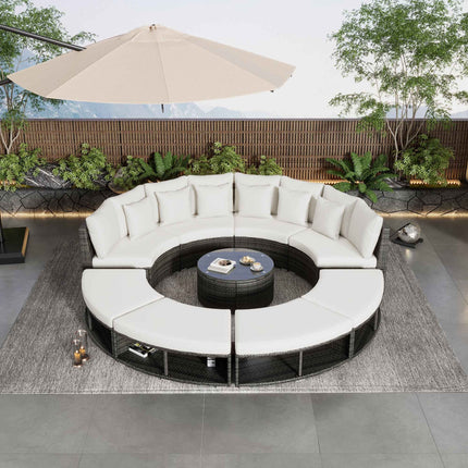 9 - Piece Outdoor Patio Furniture Luxury Circular Outdoor Sofa Set - Furniture | Patioza
