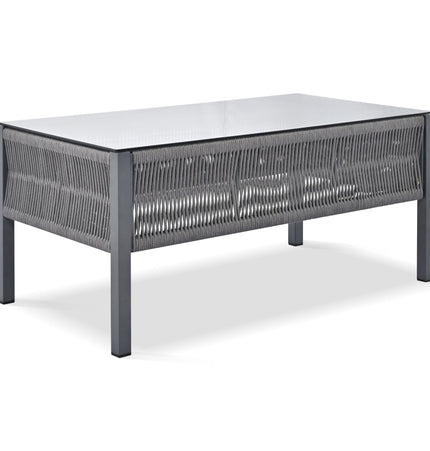 Outdoor Furniture with Tempered Glass Table Deep Seating with Thick Cushion for Backyard Porch Balcony (Grey) - Patio Furniture | Patioza