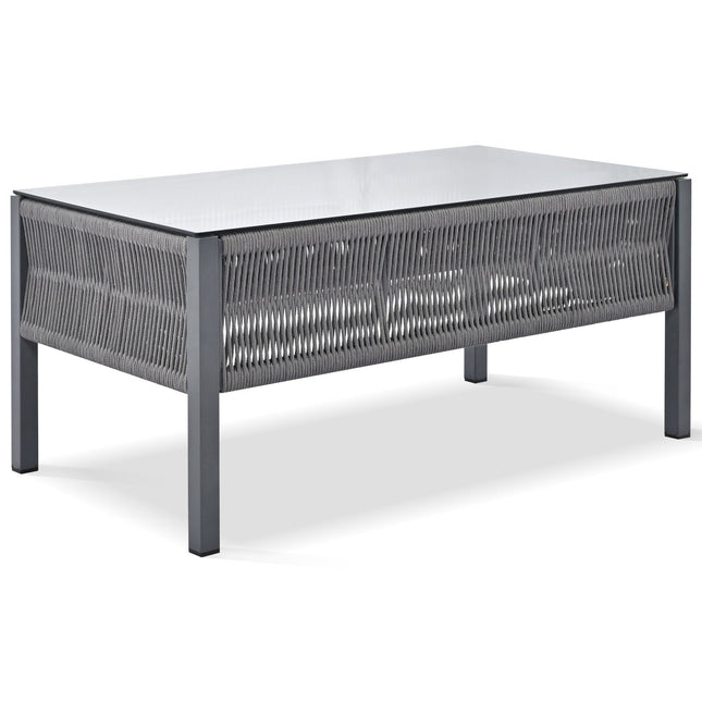 Outdoor Furniture with Tempered Glass Table Deep Seating with Thick Cushion for Backyard Porch Balcony (Grey) - Patio Furniture | Patioza