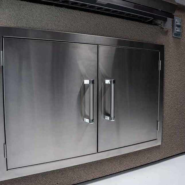 KoKoMo 7' Outdoor Kitchen Island with Grill – Built - In 32” Grill + Fridge - Outdoor Kitchen | Patioza