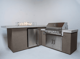 KoKoMo Outdoor Kitchen Island with Fire Feature – 7'6" x 9' - Outdoor Kitchen | Patioza