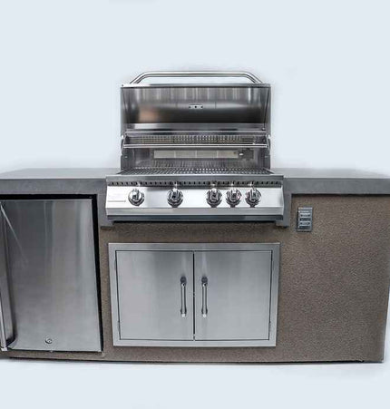 KoKoMo 7' Outdoor Kitchen Island with Grill – Built - In 32” Grill + Fridge - Outdoor Kitchen | Patioza