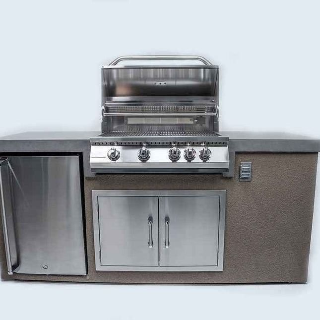 KoKoMo 7' Outdoor Kitchen Island with Grill – Built - In 32” Grill + Fridge - Outdoor Kitchen | Patioza