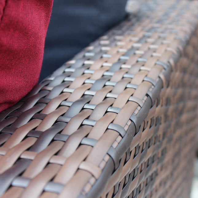 5 Pieces Outdoor Patio Garden Brown Wicker Sectional Conversation Sofa Set - Patio Furniture | Patioza