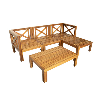 Alora 5-Piece Outdoor Patio Wood Sectional Sofa Set With Cushions (SAK31297)