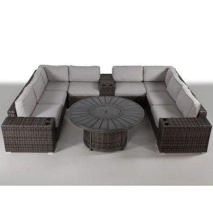 Patio Seating Group With Cushions And Fire Pit - Espresso