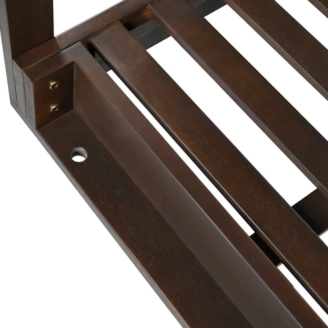 Acacia Wood Porch Swing Bed for Outdoor with Hemp Ropes - Full Size - Garden | Patioza