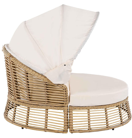 Outdoor Patio Rattan Round Daybed with Retractable Canopy, Wicker - Furniture | Patioza