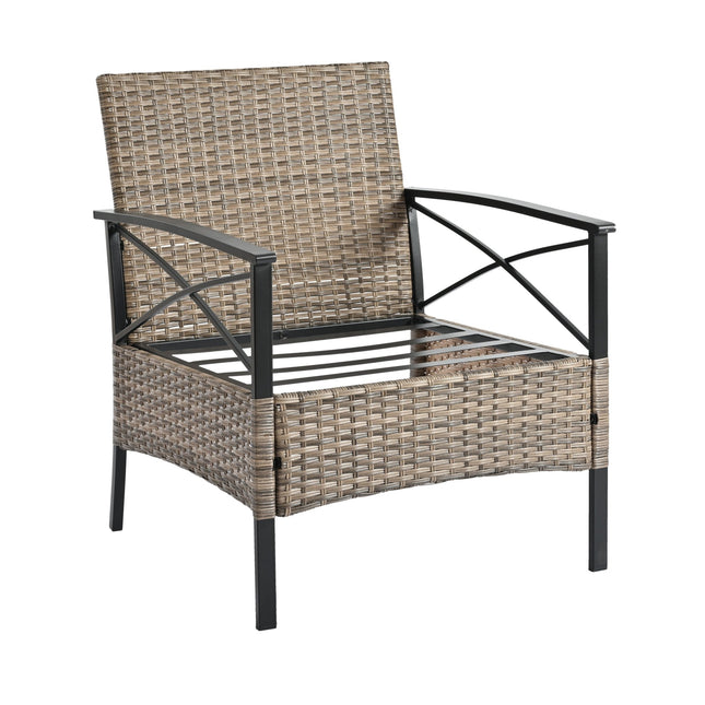 Patio Furniture, Outdoor Furniture, Seasonal PE Wicker Furniture, Four Set Wicker Furniture With Black Metal Table - Patio Furniture | Patioza