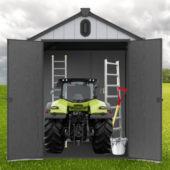 XWT012 6*8ft plastic storage shed for backyard garden big spire Tool storage - Storage Sheds | Patioza