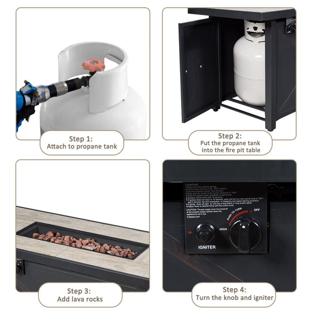 9 Pieces Patio Furniture Set with 42 Inches 60000 BTU Fire Pit - Navy - Fire Pits | Patioza