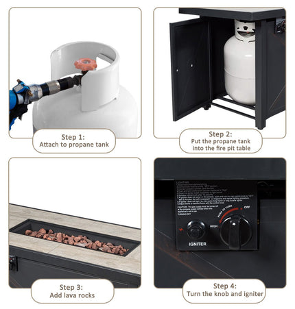 9 Pieces Patio Furniture Set with 42 Inches 60000 BTU Fire Pit - Turquoise - Fire Pits | Patioza