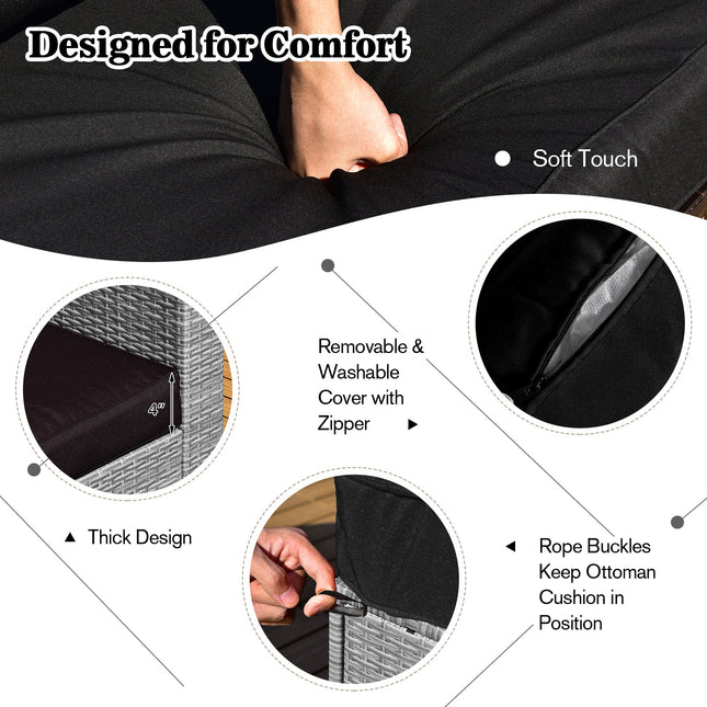 9 Pieces Patio Furniture Set with 42 Inches 60000 BTU Fire Pit - Black - Fire Pits | Patioza