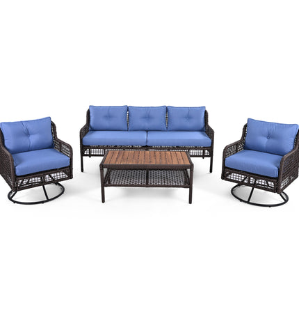 GO 4 Pieces Patio Furniture Set with Swivel Chairs Outdoor Wicker Sofas - Patio Furniture | Patioza