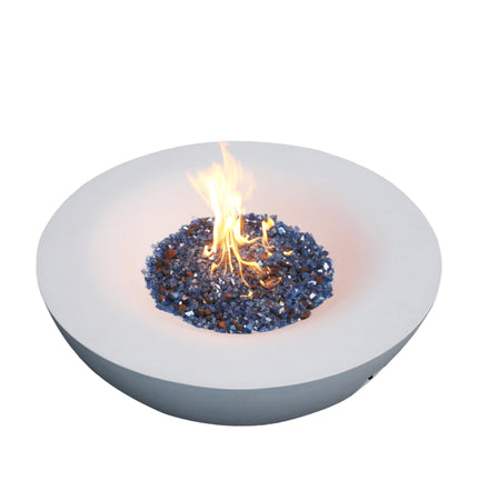 42 Inch Outdoor Concrete Propane gas Fire Pit bowl in Antique white color - Fire Pits | Patioza