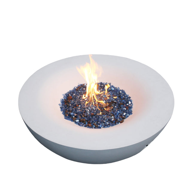 42 Inch Outdoor Concrete Propane gas Fire Pit bowl in Antique white color - Fire Pits | Patioza
