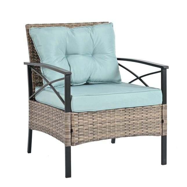 Patio Furniture, Outdoor Furniture, Seasonal PE Wicker Furniture, Four Set Wicker Furniture With Black Metal Table - Patio Furniture | Patioza